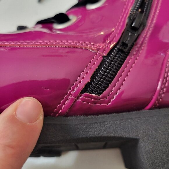 Olive & Edie Pink Combat Boots Y2k 90s Big Girls Sz 6 Chunky Grunge Girly Shiney - Picture 2 of 10